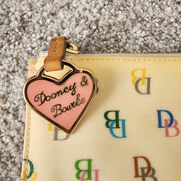 Dooney & Bourke Cream Wristlet with Multicolor Signature Logo and Rainbow Zipper - Picture 2 of 5
